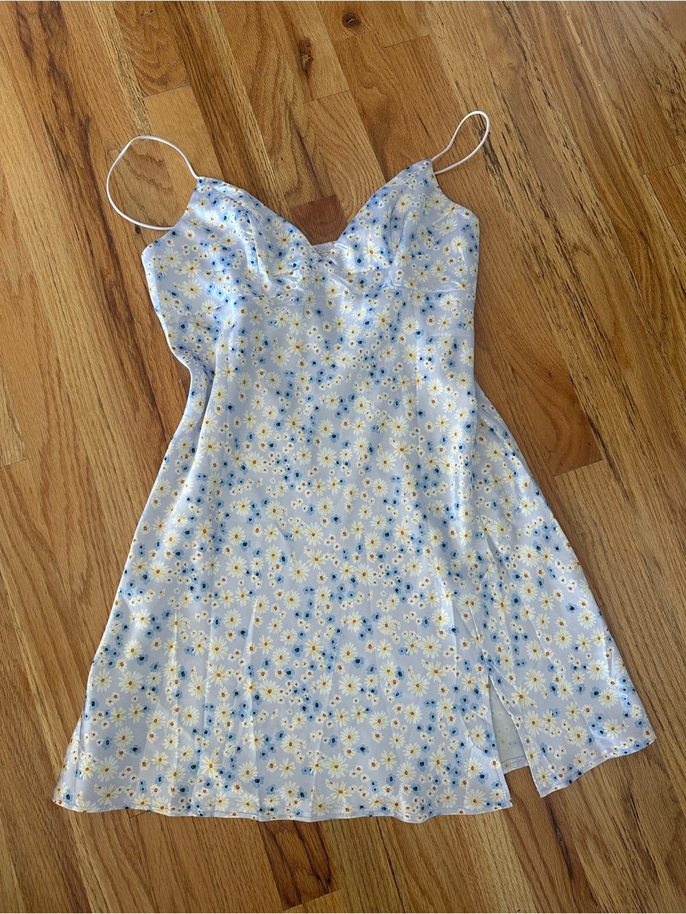 Princess Polly Light Blue Floral Slip Dress with Ditsy Daisy Print